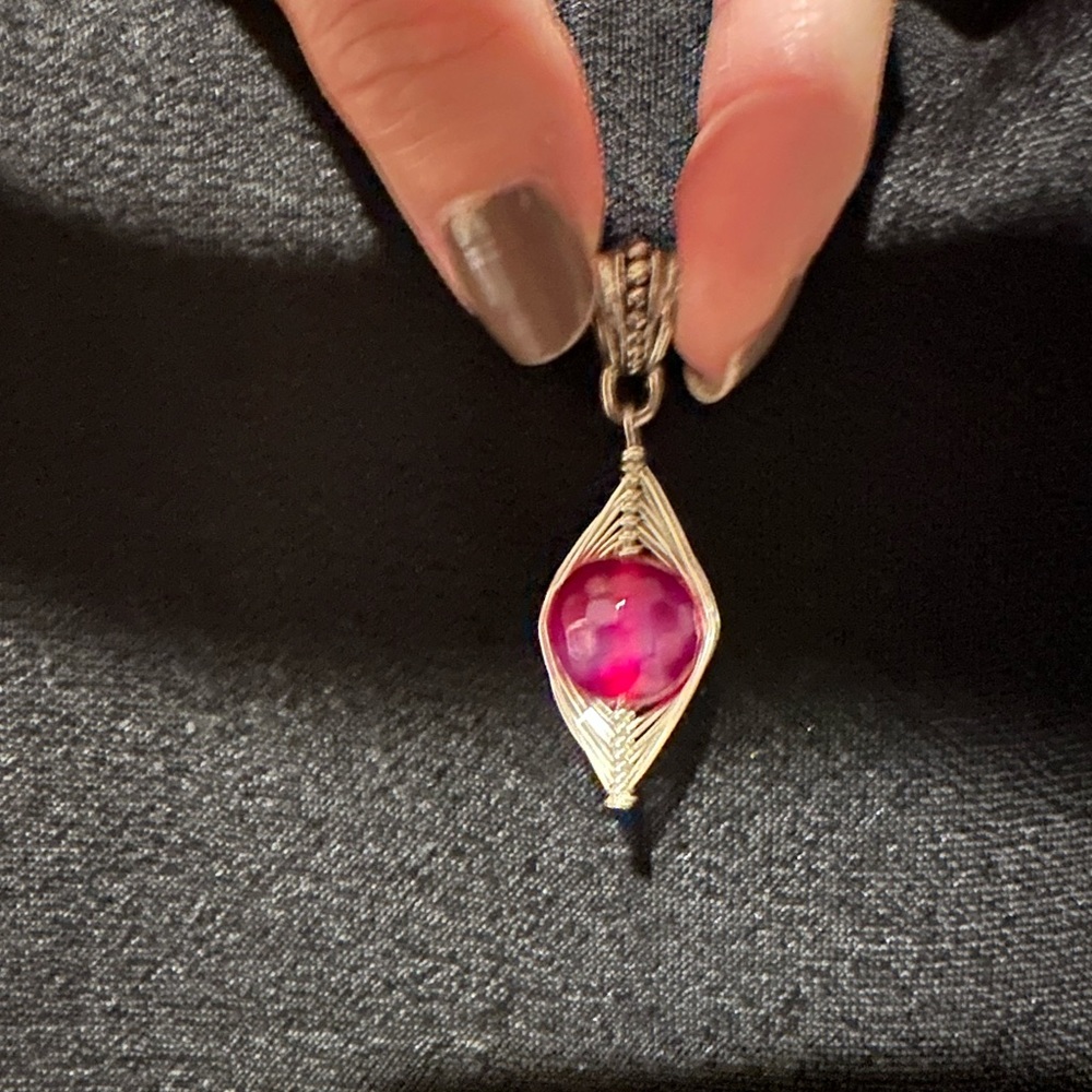 Pink Agathe and sterling silver pendant. Handmade. One of a kind!